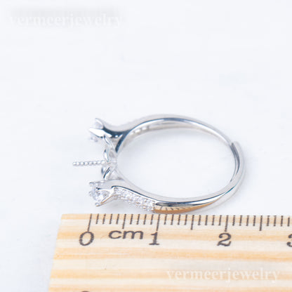re010844DIY 9-11mm Natural Freshwater pearl Ring accessory 925 sterling silver Adjustable size engagement jewelry ring for women
