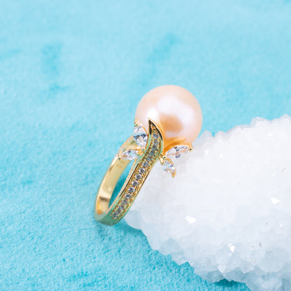 re010900 DIY 9-11mm Natural Freshwater pearl Ring accessory 925 sterling silver Adjustable size engagement ring for women