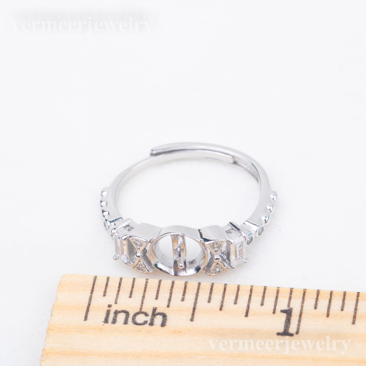 r010858DIY 6-8mm Natural Freshwater pearl Ring accessory 925 sterling silver Adjustable size engagement jewelry ring for women
