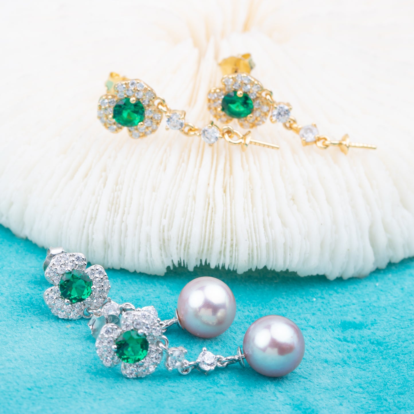 e010784 S925 pearl earring 925 sterling silver DIY 7-8mm Natural Freshwater pearl stud earring for women