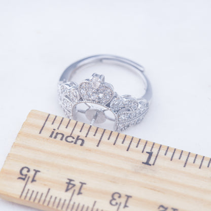 re070946 DIY 9-11mm Natural Freshwater pearl Ring accessory 925 sterling silver Adjustable size engagement ring for women
