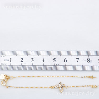 b010206  DIY 7-8mm Natural Freshwater pearl bracelet accessory 925 sterling silver adjustable chain bracelet for women