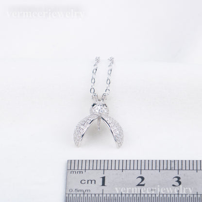 p030942 DIY 7-9mm Natural Freshwater pearl pendant with chain 925 sterling silver engagement jewelry necklace for women