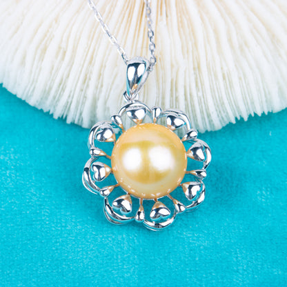 Pe01968  DIY 9-12mm Natural Freshwater pearl pendant accessory 925 sterling silver engagement jewelry necklace for women