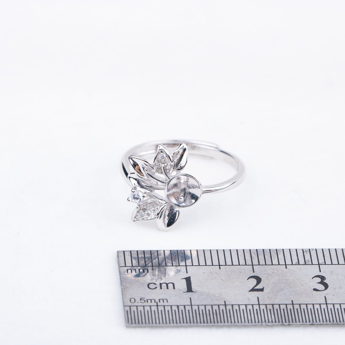 r020730 DIY 7-8mm Natural Freshwater pearl Ring accessory 925 sterling silver Adjustable size engagement jewelry ring for women