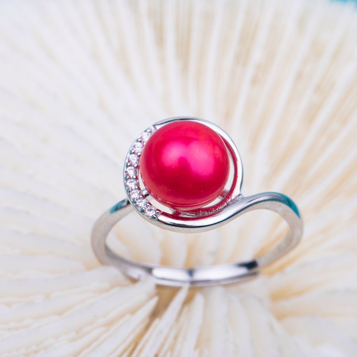 r010759 DIY 7-8mm Natural Freshwater pearl Ring accessory 925 sterling silver Adjustable size engagement jewelry ring for women