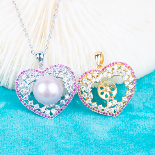 P010958 DIY 6-8mm Natural Freshwater pearl pendant accessory 925 sterling silver engagement jewelry necklace for women