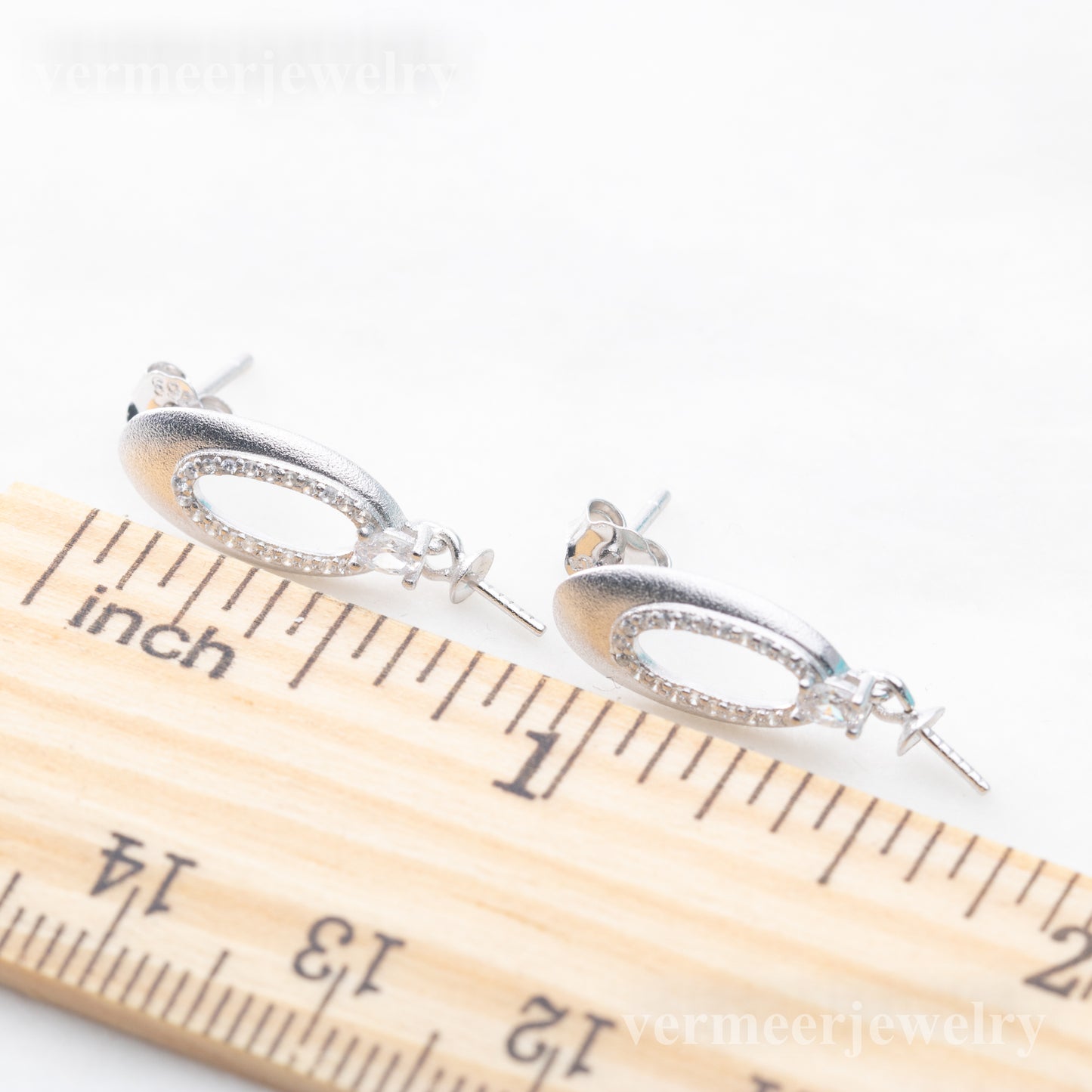 e010827S925 pearl earring 925 sterling silver DIY 7-8mm Natural Freshwater pearl stud earring for women