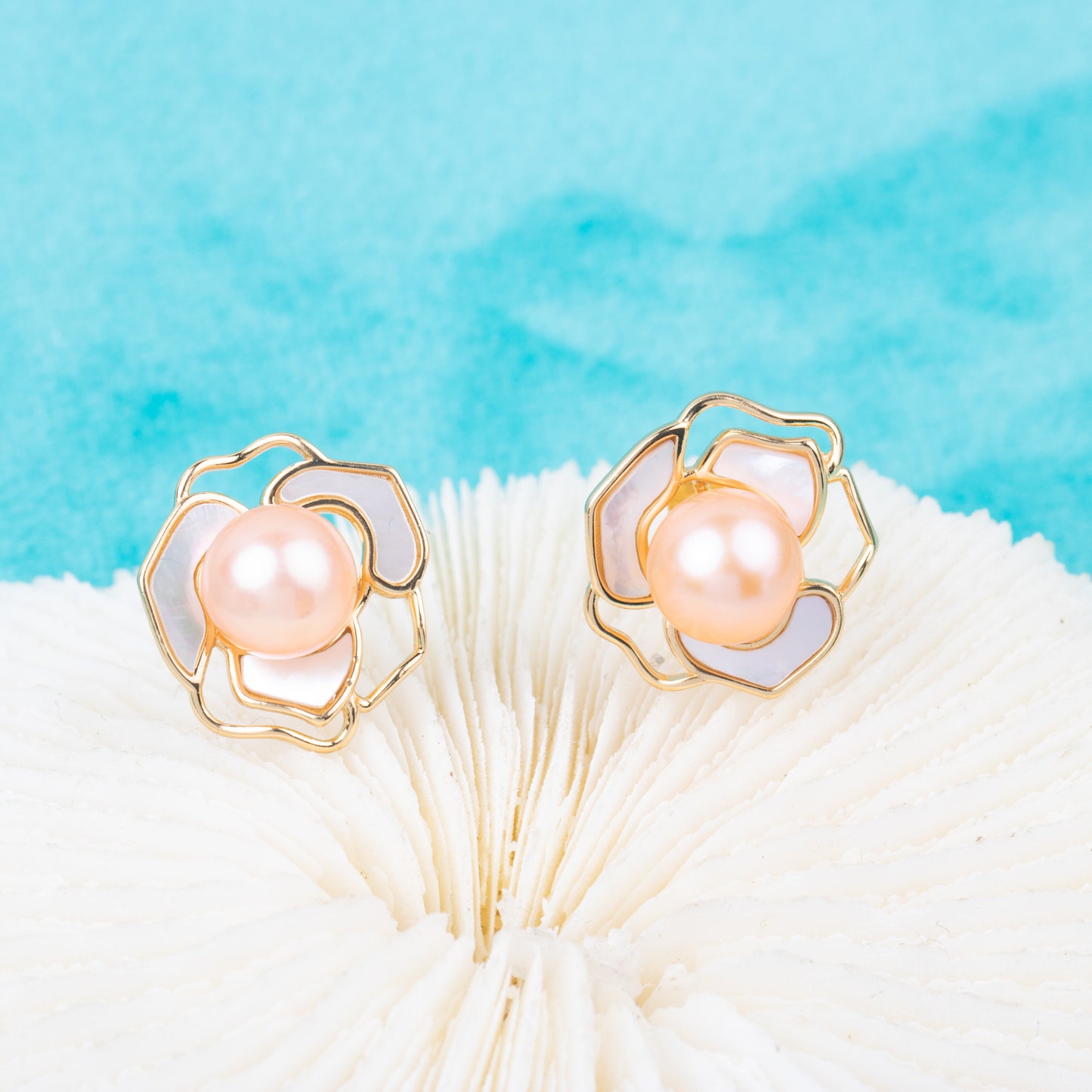 e010812 S925 pearl earring 925 sterling silver DIY 7-8mm Natural Freshwater pearl stud earring for women