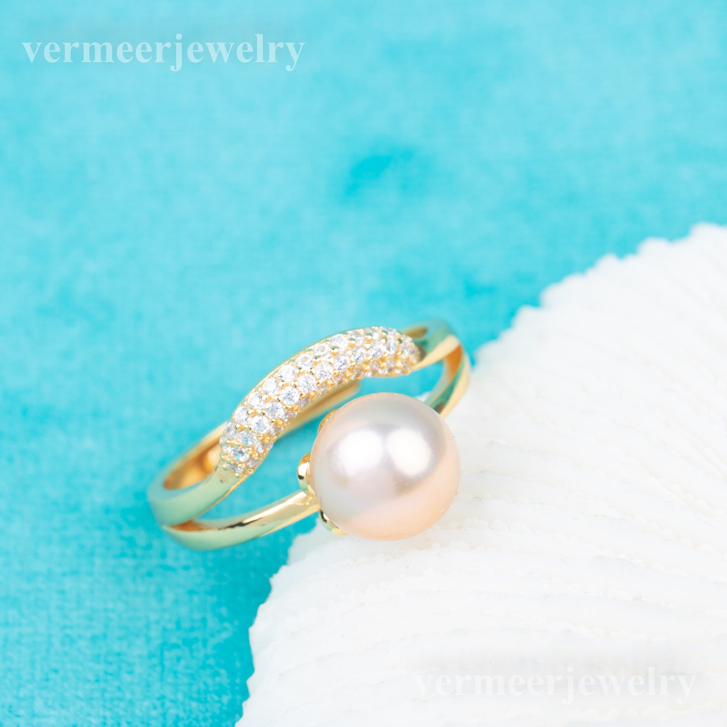 r010852 DIY 7-8mm Natural Freshwater pearl Ring accessory 925 sterling silver Adjustable size engagement jewelry ring for women