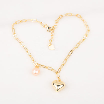 b020173  DIY 7-8mm Natural Freshwater pearl bracelet accessory 925 sterling silver adjustable chain bracelet for women