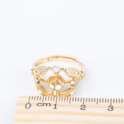 re010841DIY 9-11mm Natural Freshwater pearl Ring accessory 925 sterling silver Adjustable size engagement jewelry ring for women