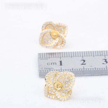 e010765 S925 pearl earring 925 sterling silver DIY 7-8mm Natural Freshwater pearl stud earring for women