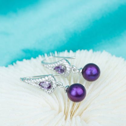e050599 S925 pearl earring 925 sterling silver DIY 7-8mm Natural Freshwater pearl earring hook for women