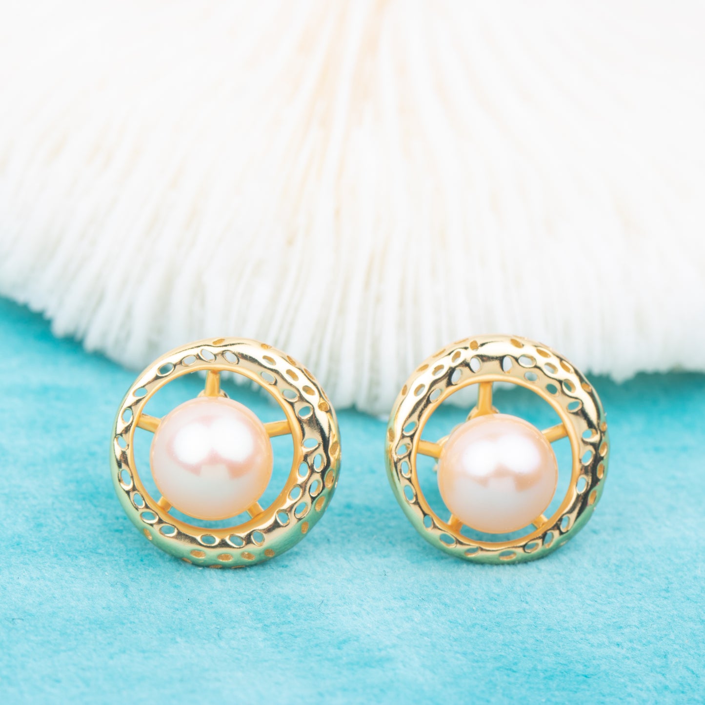 e010759 S925 pearl earring 925 sterling silver DIY 7-8mm Natural Freshwater pearl stud earring for women