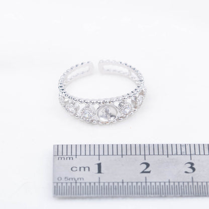 r030799 DIY 7-8mm Natural Freshwater pearl Ring accessory 925 sterling silver Adjustable size engagement jewelry ring for women