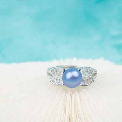 r030679 DIY 7-8mm Natural Freshwater pearl Ring accessory 925 sterling silver Adjustable size engagement jewelry ring for women