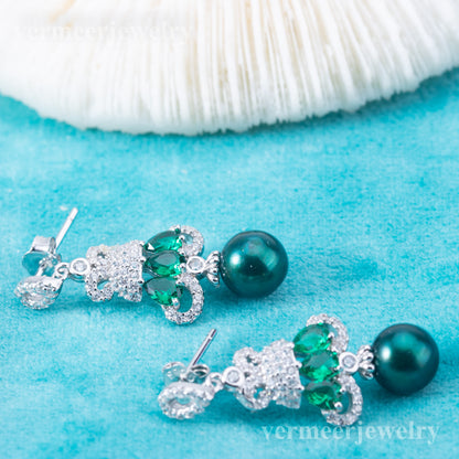 e010843 S925 pearl earring 925 sterling silver DIY 7-8mm Natural Freshwater pearl stud earring for women