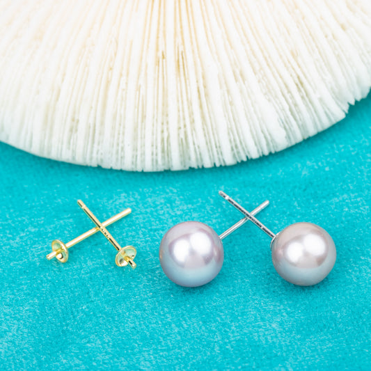S925 small size simple vintage freshwater pearl new model stud earring