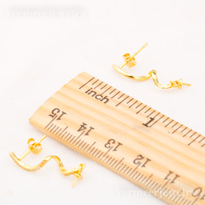 e010877 S925 pearl earring 925 sterling silver DIY 7-8mm Natural Freshwater pearl stud earring for women