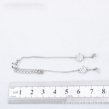 b010209  DIY 7-8mm Natural Freshwater pearl bracelet accessory 925 sterling silver adjustable chain bracelet for women