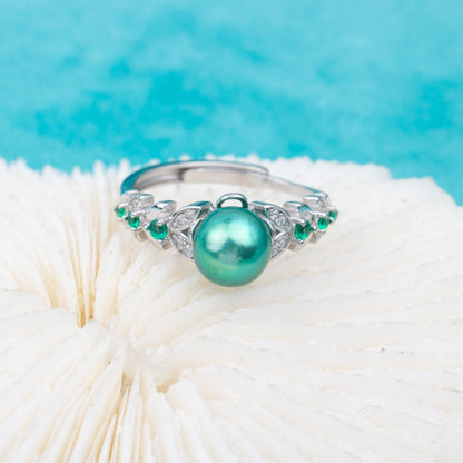r010806 DIY 7-8mm Natural Freshwater pearl Ring accessory 925 sterling silver Adjustable size engagement jewelry ring for women