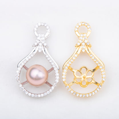 P010910  DIY 7-9mm Natural Freshwater pearl pendant accessory 925 sterling silver engagement jewelry necklace for women