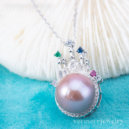 Pe010994  DIY 9-12mm Natural Freshwater pearl pendant accessory 925 sterling silver engagement jewelry necklace for women