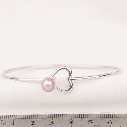 b020159 DIY 7-8mm Natural Freshwater pearl bracelet accessory 925 sterling silver adjustable bangle for women