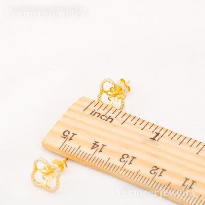 e010868 S925 pearl earring 925 sterling silver DIY 7-8mm Natural Freshwater pearl stud earring for women