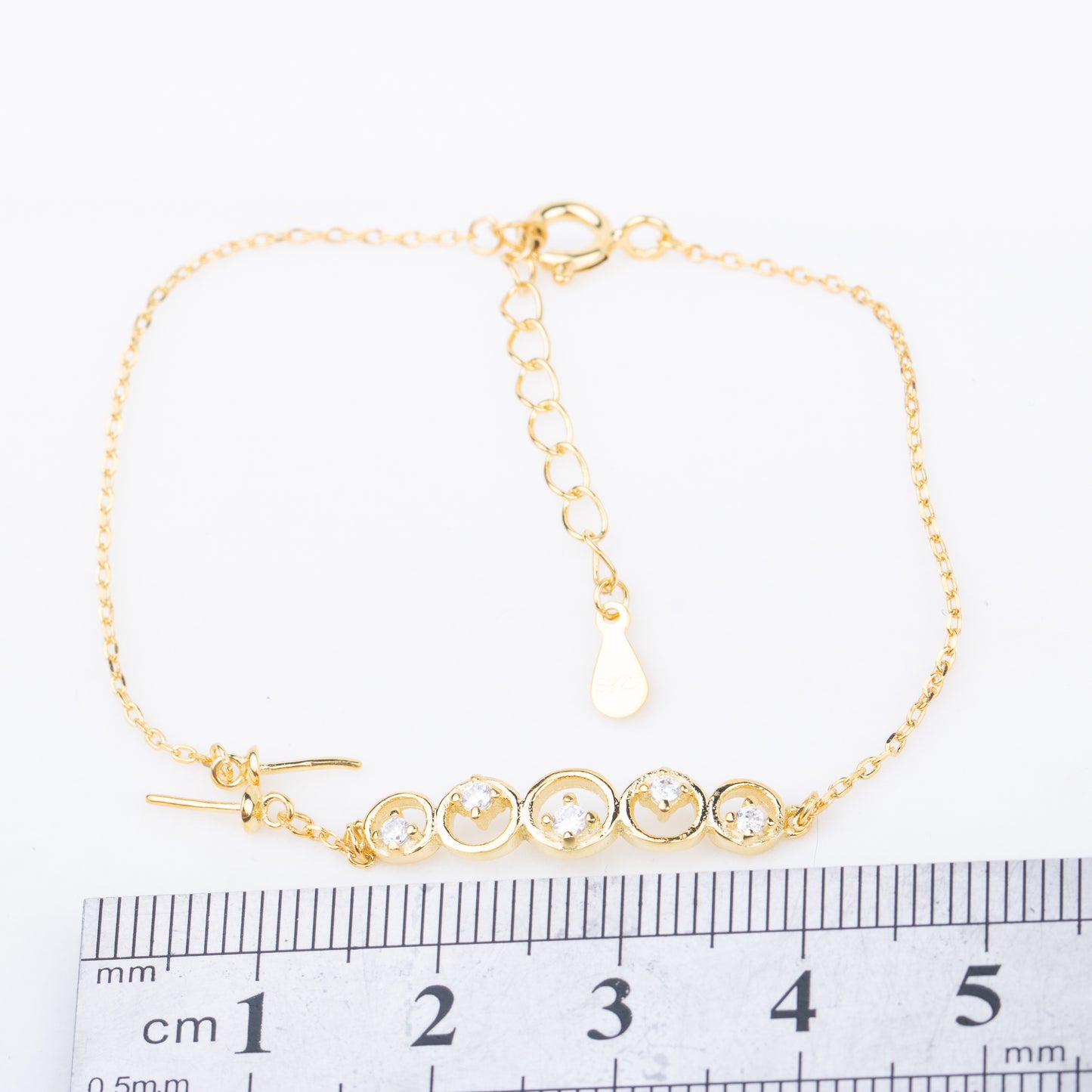 b010193 DIY 7-8mm Natural Freshwater pearl bracelet accessory 925 sterling silver adjustable chain bracelet for women