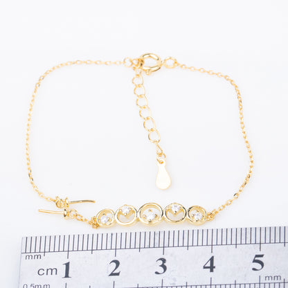 b010193 DIY 7-8mm Natural Freshwater pearl bracelet accessory 925 sterling silver adjustable chain bracelet for women