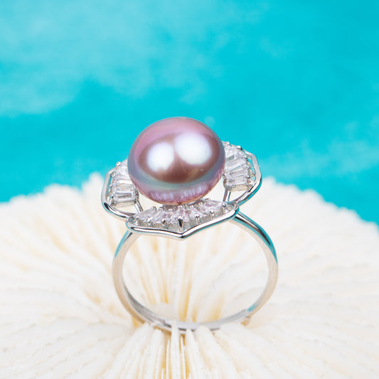 re010726 DIY 9-13mm Natural Freshwater pearl Ring 925 sterling silver Adjustable size engagement jewelry ring for women