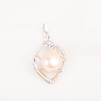 Pe010789 DIY 9-12mm Natural Freshwater pearl pendant accessory 925 sterling silver engagement jewelry necklace for women