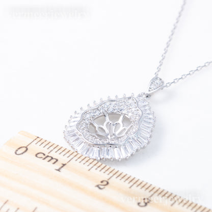 Pe010999  DIY 9-12mm Natural Freshwater pearl pendant accessory 925 sterling silver engagement jewelry necklace for women