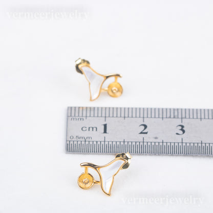 e010797 S925 pearl earring 925 sterling silver DIY 7-8mm Natural Freshwater pearl stud earring for women