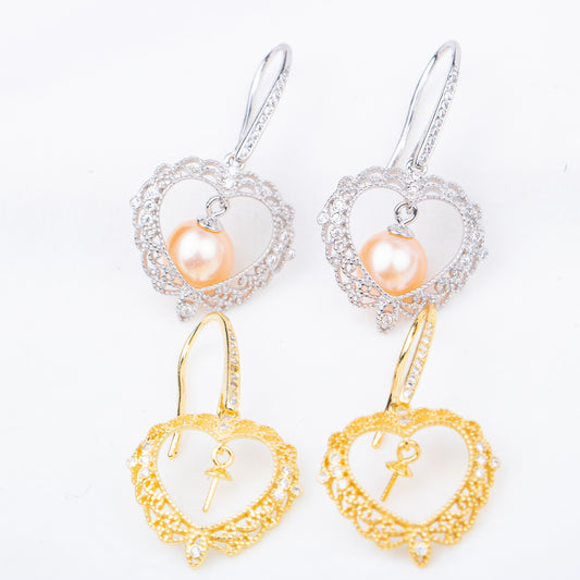 e010711 S925 pearl earring 925 sterling silver DIY 7-8mm Natural Freshwater pearl stud earring for women