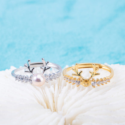 r010886 DIY4-5mm Natural Freshwater pearl Ring accessory 925 sterling silver Adjustable size engagement jewelry ring for women