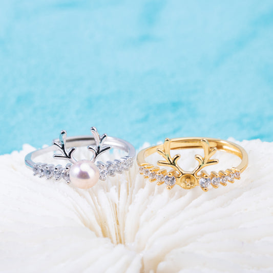 r010886 DIY4-5mm Natural Freshwater pearl Ring accessory 925 sterling silver Adjustable size engagement jewelry ring for women