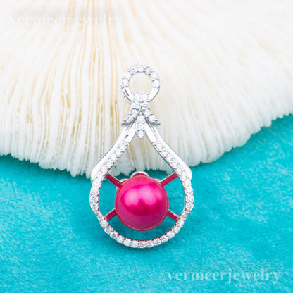 P010910  DIY 7-9mm Natural Freshwater pearl pendant accessory 925 sterling silver engagement jewelry necklace for women