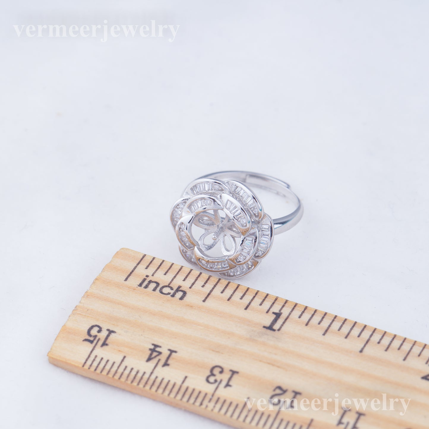 r010969 DIY 6-8mm Natural Freshwater pearl Ring accessory 925 sterling silver Adjustable size engagement jewelry ring for women