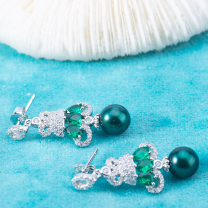 e010843 S925 pearl earring 925 sterling silver DIY 7-8mm Natural Freshwater pearl stud earring for women