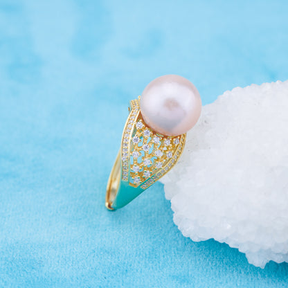 re010967 DIY 9-11mm Natural Freshwater pearl Ring accessory 925 sterling silver Adjustable size engagement ring for women