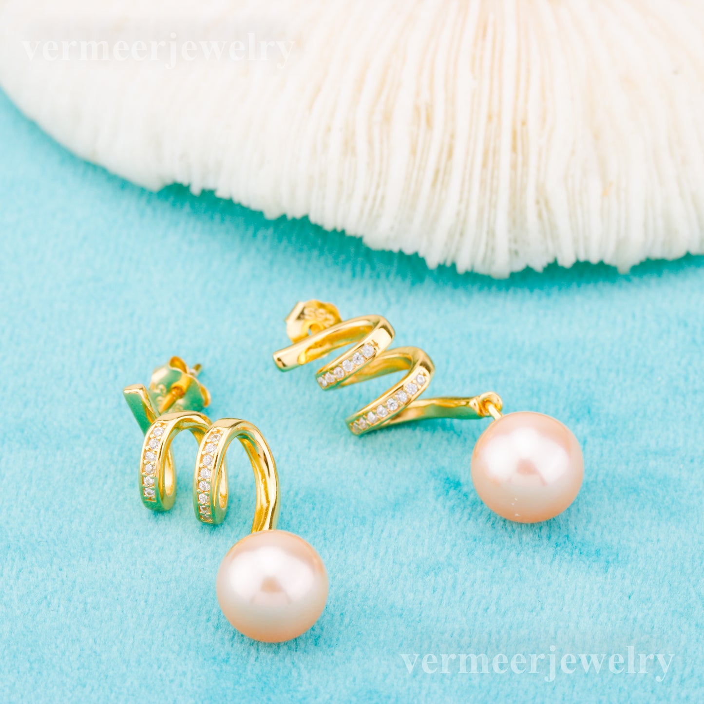 e010856 S925 pearl earring 925 sterling silver DIY 7-8mm Natural Freshwater pearl stud earring for women