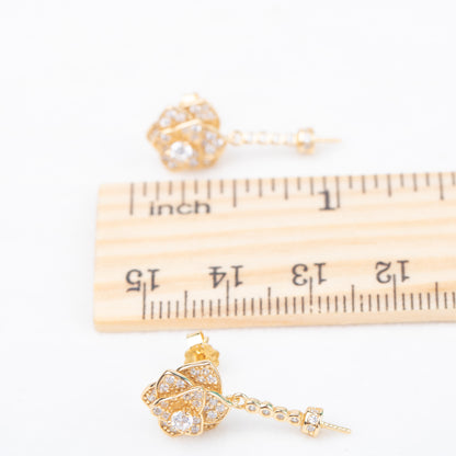 e010824 S925 pearl earring 925 sterling silver DIY 7-8mm Natural Freshwater pearl stud earring for women