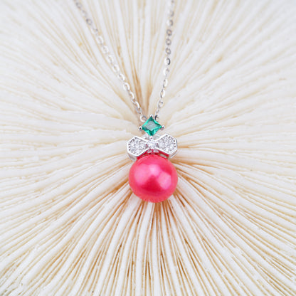 P011026 DIY 6-8mm Natural Freshwater pearl pendant accessory 925 sterling silver engagement jewelry necklace for women