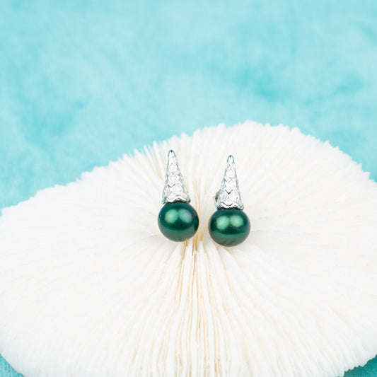 e030627 S925 pearl earring 925 sterling silver DIY 7-8mm Natural Freshwater pearl stud earring for women