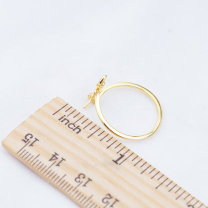 r010929 DIY 6-8mm Natural Freshwater pearl Ring accessory 925 sterling silver Adjustable size engagement jewelry ring for women
