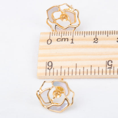 e010812 S925 pearl earring 925 sterling silver DIY 7-8mm Natural Freshwater pearl stud earring for women