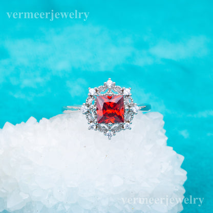 gr0008 925 sterling silver jewelry 6mm CZ stones engagement wedding rings birthday gemstone rings for woman